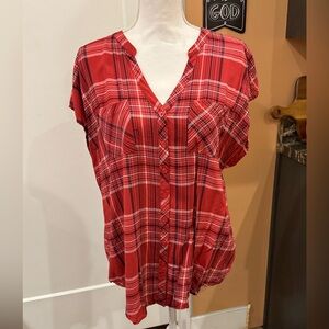 TORRID | Short-Sleeve Red Plaid Button-down Top